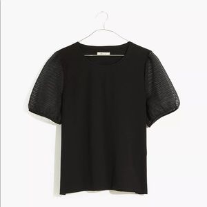 Madewell Striped Sheer-Sleeve Knit Top - M